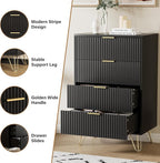Black Dresser for Bedroom, Modern Wide Dresser with Gold Pulls and 4 Drawers for Bedroom, Closets, 15.7" D x 23.6" W x 37.4" H