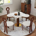 Sintered Stone Square Office Table and Chair Set - Meeting Table for Small Offices (Walnut‌ Leg and Pandora Top, 1 Table and 4 Chairs)