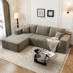 107.5" Cloud Modular Sectional Sofa Couch with L-Shape Chaise,Modern Minimalist Upholstered Couches for Living Room Bedroom,Deep Seat Corner Couch，No Assembly Required (Camel,Left Facing Chaise)