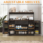 Hutch Storage Buffet Cabinet with Drawers, and Charging Station, Coffee Bar Cabinet with Barn Doors, Wine Rack and Hooks, White Wood Sideboard Buffet for Kitchen, Dining Room, 47.8" High