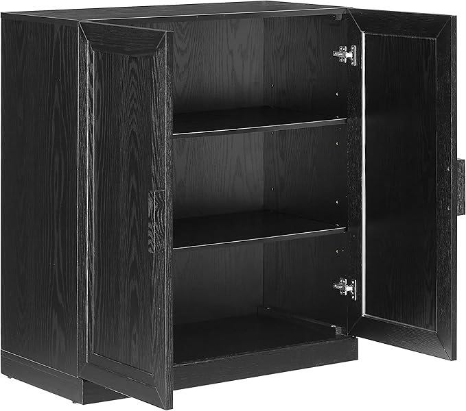 Crosley Furniture Essen Stackable Kitchen Pantry Storage Cabinet with Doors and Shelves, Accents Cabinets, Black