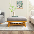 Walker Edison Nash Modern Farmhouse Large Oversized Linen Ottoman, Dark Grey