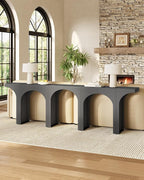 LITTLE TREE 47 Inches Console Table, Black Sofa Table Behind Couch, Farmhouse Entryway Table Hallway Foyer Table with Arch Base, Wooden Console Sofa Tables for Living Room, Entrance