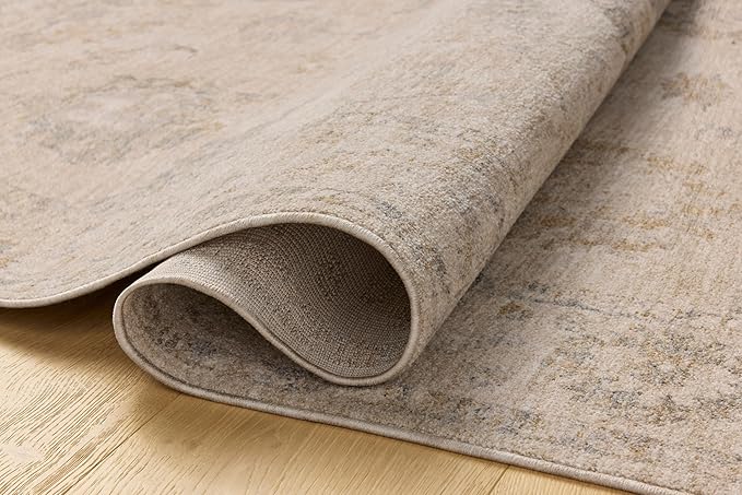 Loloi Chris Loves Julia Louisa Collection LOI-02 Oatmeal/Slate 9'-6" x 13'-1", .38" Pile Height, Area Rug