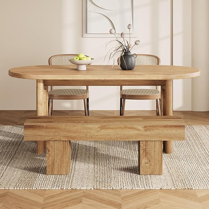 Tribesigns 55” Entryway Bench, Farmhouse Wood End of Bed Bench, Long Indoor Bench for Entryway, Hallway, Living Room