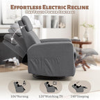 Power Swivel Recliner Chairs for Adults, Electric Glider Rocking Chair Nursery, Glider Recliner Nursery Chair with Classified Side Pocket, Nursery Rocking Chairs with USB and Type-C Ports
