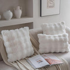 Neelvin Cream White Faux Fur Cozy Soft Double-Sided Decorative Throw Pillow Covers 20x20 inch Set of 2,Velvet Pillowcase Cushion Case for Sofa Couch