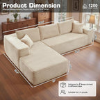 106" Cloud Sectional Couch with Chaise Lounge,L Shaped Modular Modern Sofa,Comfy Corduroy Fluffy Couches with Deep Seat,No Assembly Required Couch for Living Room(Left,Plush Corduroy,Beige)