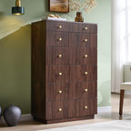 Fluted Dresser for Bedroom, 48" H 7 Drawer Dressers, Wood Tall Dresser Storage Organizer, Modern Bedroom Chest with Deep Storage for Closet Hallway, Entryway, Living Room, Brown