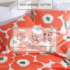 Marimekko - Duvet Cover Set, Super Soft Organic Bedding, Casual Home Decor (Unikko Orange, King)