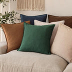 Foindtower Set of 2, Decorative Linen Soild Throw Pillow Covers Soft Accent Euro Cushion Case Farmhouse Neutral Pillowcase for Chair Couch Sofa Bedroom Living Room Home Decor 24 x 24 Inch Pine Green