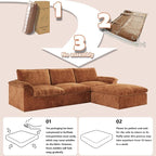 EASE MOOSE Oversized Sectional Cloud Couch-7-Seat, U-Shaped Deep-Seat Modular Boneless Sofa, No-Assembly Chenille Sofa for Living Room, Brown