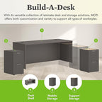 HON MOD Executive Desk 72-Inch Large Computer Desk Shell, Thick Wooden Laminate, Modern Table with Cord Management, 72" W x 30" D x 29" H, Slate Teak