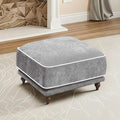 35" Square Ottoman for Modular Couch Sectional Sofa,Movable Footstool with Wooden Legs for Living Room Bedroom,Comfy Thicked Cushion Upholstered Foot Rest,Light Grey