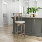 Hillsdale 29.5" Savana Wood Swival Bar Height Stool, Brown Gray