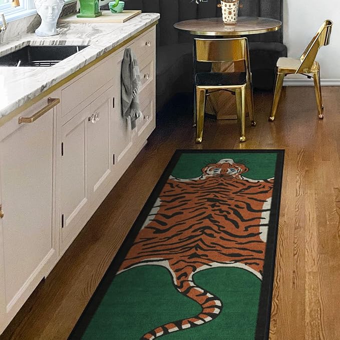 RUGGABLE x Jonathan Adler Machine Washable Modern Area Rug – Tiger Emerald 6 ft Round, Stain-Resistant, Non-Slip – Medium Rugs for Living Room, Bedroom, Hallway, Entryway & Office–with Standard Pad