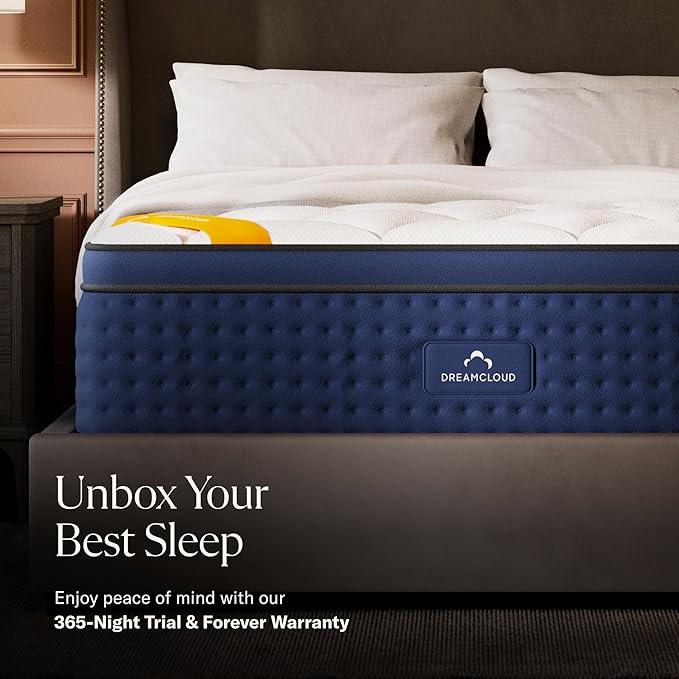 DreamCloud Premier Rest 14" King Mattress - Luxury Hybrid Memory Foam - 365 Night Trial - Premium Pressure-Relieving Layers - Forever Warranty - Mattress in a Box - CertiPUR-US Certified