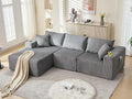 107" Cloud Sectional Couch, Modular Sectional Sofa with L-Shape Chaise, Corduroy Boneless Couch with Deep Seat, Upholstered Sofa for Living Room, No Assembly Required(Left-Facing Chaise, Dark Grey)