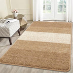 Kitinjoy Indoor Outdoor Door Mat, 59x36 Non-Slip Absorbent Dirt Trapper, Low-Profile Washable Inside Entrance Front Floor Mat, Sturdy Soft Entry Doormats for Entryway, Camel
