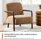 Glitzhome Accent Chair Set of 2, Mid-Century Modern Living Room Chairs with Extra-Cushioned Fabric & Walnut Rubber Wood Frame, Comfy Armhairs for Living Room/Bedroom/Reading Room/Office