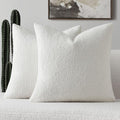 FUTEI Christmas Pack of 2 White Decorative Throw Pillow Covers 16x16 Inch Soft Cozy Solid Boucle Textured Cushion Case,Modern Home Decor for Couch Bed Living Room