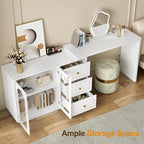 RoyalCraft L Shaped Home Office Desk, Large Extendable and Rotatable Desk with 3 Drawers and 2 Doors, Corner Computer Desk, Modern Study Writing Table for Bedroom, Home Office, White