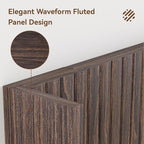 Wood Headboard, 64.5" Wide Headboard for Queen Size Bed, Wall Mounted Fluted Panel, Wingback Modern Headboards (Walnut, Queen)