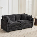 Aoowow Modular Sectional 2 Seater Cloud Sofa Couch for Living Room,78" Loveseat Couch with Deep Seat,Modern Chenille 2 Seat Sofas,Fluffy Small Couches for Bedroom,Small Spaces (Black, 2 Seater)