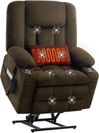 Infinite Position Power Lift Chair, Dual Motor Power Lift Recliner Chair with Massage and Heat Function for Elderly People, USB Charging Ports, Dark Brown