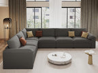 EASE MOOSE Leather Sectional Couch, Oversized Modular Sectional Sofas, Wide Deep Seat Modular Couch, Scratch Resistant Faux Leather Material, L Shaped Sofa for Big Spaces Living Room, Grey