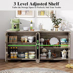 Sideboard Buffet Cabinet, 31" Storage Cabinet with 2 Doors and Adjustable Shelves, Sideboard Console for Dinning Room, Kitchen and Living Room - Grey