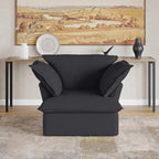 JACH Modern Comfy Couch Chair with Thick Cushion, Couch Single Accent Chair Deep Seat Sofa Couches, Hemp Velvet Sofas Furniture for Small Spaces Living Room Bedroom Office Apartment (Black)