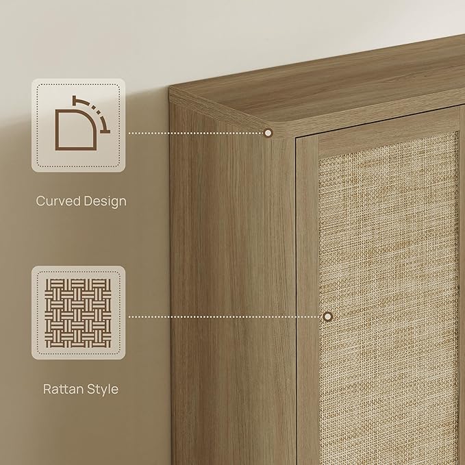 SICOTAS Rattan Shoe Storage Cabinet - Modular Shoe Cabinets with Door Tall Large Shoe Cabinet Storage for Entryway - 96.8" Wide Modular Cabinet for Hallway, Living Room