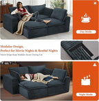 108" Sectional Couches for Living Room Boneless Couch Upholstered Cloud Couch Sectional Modular Sectional Sofa with L Shaped (Corduroy-Blue, 3 Seat+1 Ottoman)