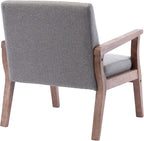 Mid Century Modern Accent Chair Set of 2, Linen Upholstered Living Room Accent Armchair with Wood Frame, Farmhouse Chair for Living Room Bedroom, Gray