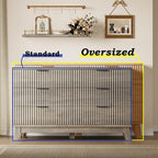Fluted 6 Drawer Dresser, 47.2" Wide Modern Boho Chest of Drawers, Wooden Storage Dresser TV Stand for Bedroom, Living Room, Closet, Hallway, Curved Profile Design