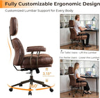 Ergonomic Office Chair Comfy with Lumbar Support, High Back Suede Leather Rolling Executive Desk Chair for Home Office & Gaming, 360° Swivel, 300lbs (Dark Brown)