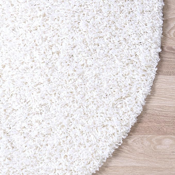 Unique Loom Solid Shag Collection Area Rug (8' x 10' Oval, Snow White)