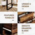 Small Desk with 3 Drawers, 47 Inch Computer Desk with Drawers & Bottom Shelves for Bedroom, Home Office Desk with Storage File Cabinet for Small Spaces, Writing and Work, Black and Brown
