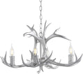 JONATHAN Y JYL6301C Eldora 26" Adjustable Resin Antler 4-Light LED Chandelier, Glam, Rustic,Cottage,Transitional, Dimmable Dining Room, Living Room, Kitchen, Foyer, Bedroom, Silver