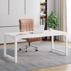 Tribesigns Modern Computer Desk, 63 x 31.5 inch Large Executive Office Desk Computer Table Study Writing Desk Workstation for Home Office, Spliced Desktop, White