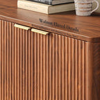 Evermagin 94.5" Walnut Buffet Cabinet with Storage, Large Sideboard Cabinet, Mid Century Modern Accent Credenza, Fluted Console Table with Doors for Dining Room, Kitchen, and Living Room