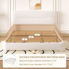 King Size Cloud Bed Frame, Upholstered Boucle Platform Bed with Adjustable Headboard, Anti-Collision Soft Rounded Corners, Noise Free, Easy Assembly, White