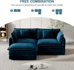 Modular Sectional Sofa, 76.7 Inch L-Shaped Cloud Sofa with Deep Seat Comfortable Chenille Sofa with Cushion Double Sectional Sofa for Living Room Apartment,Blue