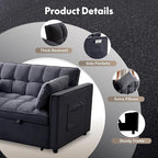 FLEXISPOT XCT4 3-in-1 Convertible Loveseat Sofa Bed for Small Spaces, Velvet Pull Out Couch with Adjustable Backrest, Compact Twin Sleeper Chaise Lounge Futon for Apartment Dorm RV Guest Room, Black