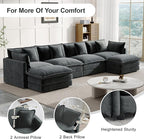 Modular Sectional Sofa, 146.5 Inch U-Shaped Cloud Sofa with Deep Seat Chenille Sofa with Cushions, Four Seater Sectional Sofa for Living Room Apartment,Gray