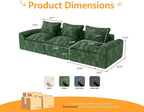 Hobestluk 120" Cloud Sectional Couch 3-Seater Sofa with Deep Seat Modular Sofa with Removable Cover Large Sofa Couch for Living Room (Green, 3-Seater Sofa)