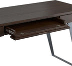 SIMPLIHOME Lowry Desk - 54-Inch Wide Solid Acacia Wood and Metal Writing Desk in Distressed Hickory Brown, Modern Industrial Home Office Computer Table with 2 Drawers and Flip-Down Keyboard Tray