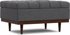 SIMPLIHOME Mariah 34 inch Wide Contemporary Rectangle Coffee Table Storage Ottoman in Slate Grey Polyester Linen, Assembled, For the Living Room, Entryway and Family Room