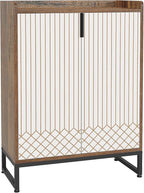 Tribesigns Modern Shoe Cabinet for Entryway, 25 Pairs Shoe Cabinet with Doors, Wood 5-Tier Shoe Organizer, Freestanding Brown Shoe Storage Cabinets with Black Metal Frame for Bedroom Living Room